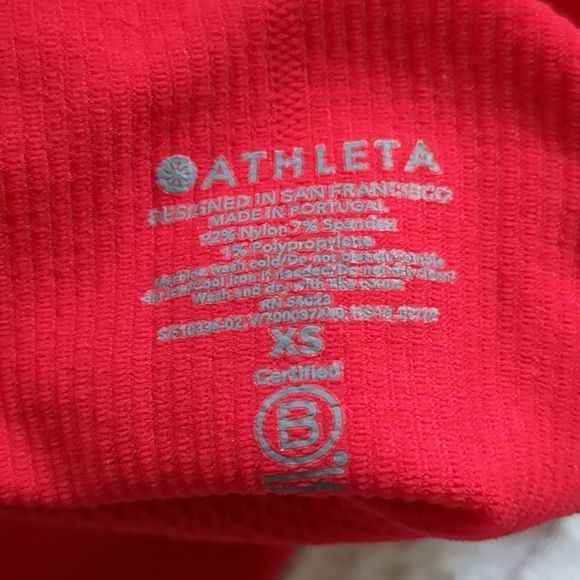 Athleta XS RED Flurry Balaclava Seamless Hoodie Pullover Compression Thumbhole - Picture 7 of 9